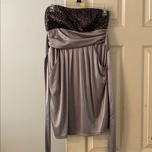 Grey and black silk & sequin dress
